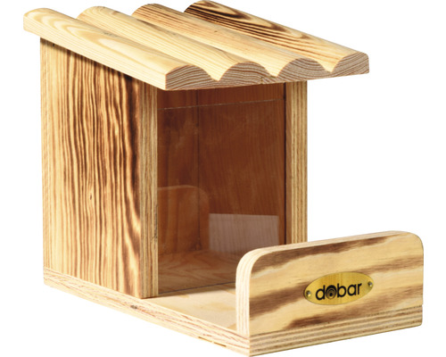 Futterhaus aus Holz mit Dobar Logo