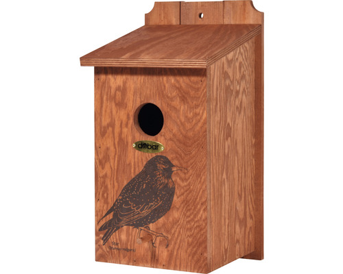 Nistkasten dobar mit Siebdruckmotiv Star 19 x 20 x 38 cm Vogelhaus aus Holz mit Staren-Motiv