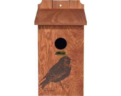 Holz Vogelhaus mit Starenmotiv