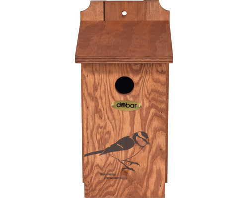 Nistkasten aus Holz mit Blaumeisen-Motiv