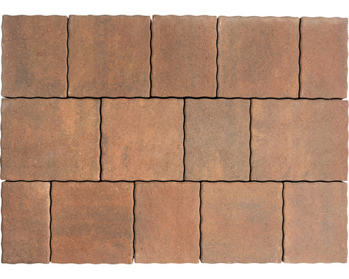 Pflastersteine aus Beton, rechteckig mit gewelltem Rand, verlegt