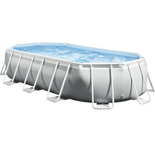 Rechteckiger Frame-Pool mit Wasser und Stahlrahmen