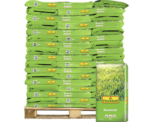Rasenerde FloraSelf (51 Sack x 40 Liter = 2,04 m³) 1 Palette Palette mit Rasenerde in 40 Liter Säcken von FloraSelf