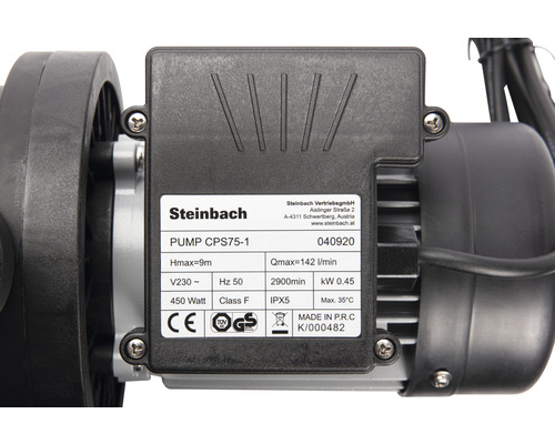 Steinbach Pumpe CPS75-1 mit technischen Daten auf dem Etikett.