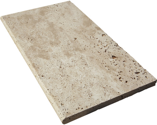 FLAIRSTONE Poolumrandung Beckenrandstein Roma Element gerade beige 1 Längsseite gerundet 61x35x3 cm