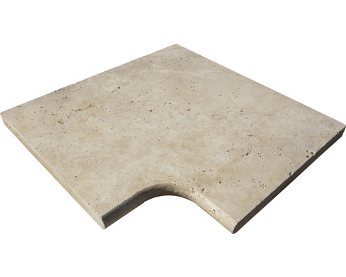 FLAIRSTONE Poolumrandung Beckenrandstein Roma Eckstück 90° beige innen gerundet 48x35 / 48x35 cm x 3 cm