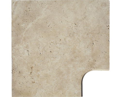 Travertinfliese mit abgerundeter Ecke