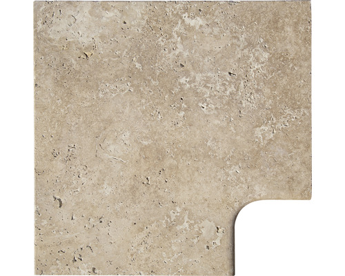 Travertinfliese mit abgerundeter Ecke