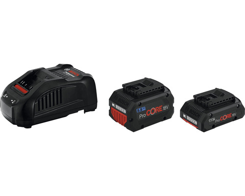 Starter Set Bosch ProCORE 18 V, 1x 5,5 Ah & 1x 4,0Ah Li Akkus + GAL1880 Ladegerät Bosch Akku-Ladegerät mit zwei Bosch ProCore Akkus