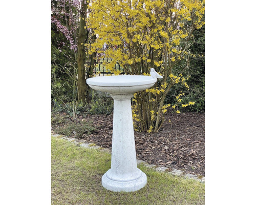 Vogeltränke aus Stein mit Vogeldekor für den Garten