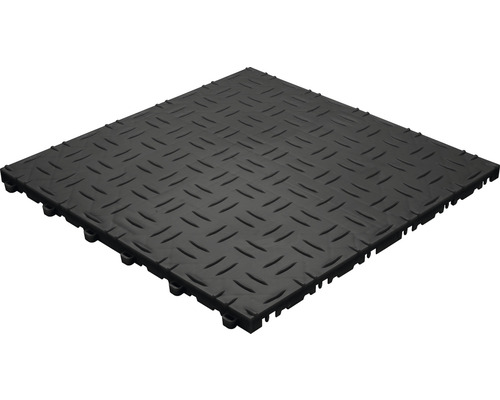 Schwarze Bodenfliese mit Riffelblechmuster