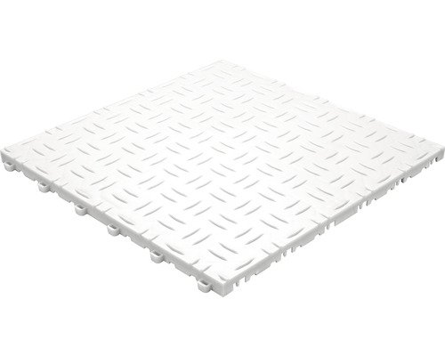 Quadratische Bodenfliese aus Kunststoff mit Riffelblechmuster