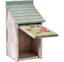 Dekoratives Vogelhaus aus Holz mit Blumenmuster