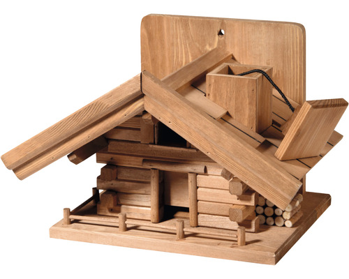 Vogelfutterhaus dobar St. Moritz zur Wandmontage 33 x 24,5 x 21 cm Vogelhaus aus Holz im Blockhausstil