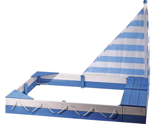 Sandkasten aus Holz mit Segel