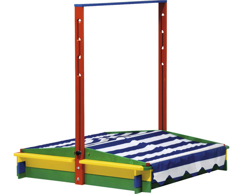 Sandkasten mit höhenverstellbarem Sonnenschutz