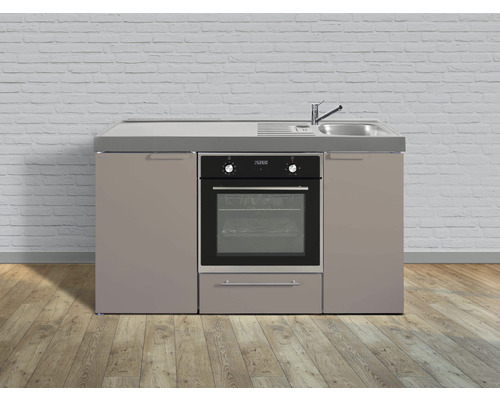 Stengel-Küchen Singleküche mit Geräten Kitchenline 150 cm Frontfarbe sand matt Korpusfarbe weiß montiert