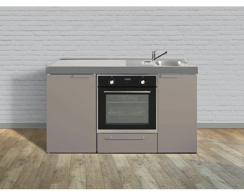 Stengel-Küchen Singleküche mit Geräten Kitchenline 150 cm sand matt vormontiert Variante rechts