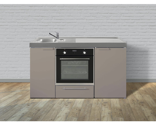 Stengel-Küchen Singleküche mit Geräten Kitchenline 150,0 cm sand matt vormontiert Variante links 1115000606111