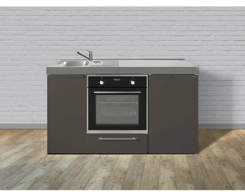 Stengel-Küchen Singleküche mit Geräten Kitchenline 150 cm mokka metallic matt vormontiert Variante links