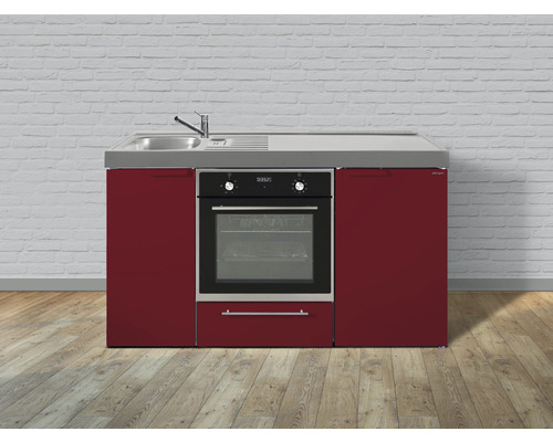 Stengel-Küchen Singleküche mit Geräten Kitchenline 150 cm rot glänzend vormontiert Variante links