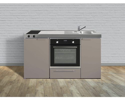 Stengel-Küchen Singleküche mit Geräten Kitchenline 150,0 cm sand matt vormontiert Variante rechts 1115000603111