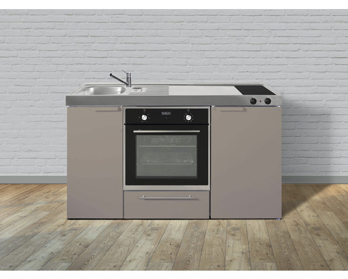 Stengel-Küchen Singleküche mit Geräten Kitchenline 150,0 cm sand matt vormontiert Variante links 1115000604111