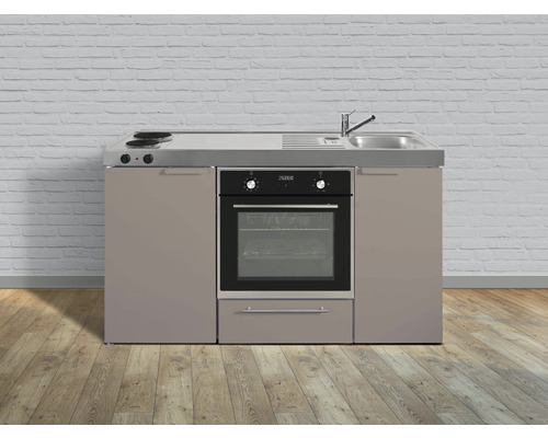 Stengel-Küchen Singleküche mit Geräten Kitchenline 150 cm Frontfarbe sand matt Korpusfarbe weiß montiert