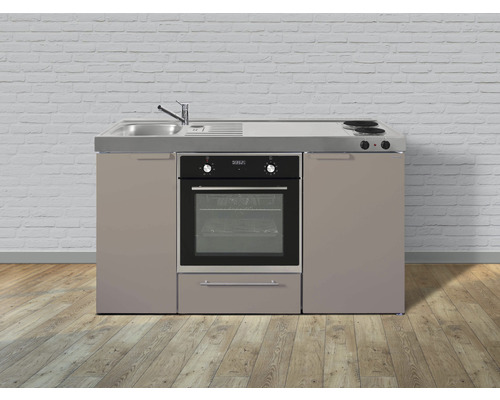 Stengel-Küchen Singleküche mit Geräten Kitchenline 150 cm Frontfarbe sand matt Korpusfarbe weiß montiert