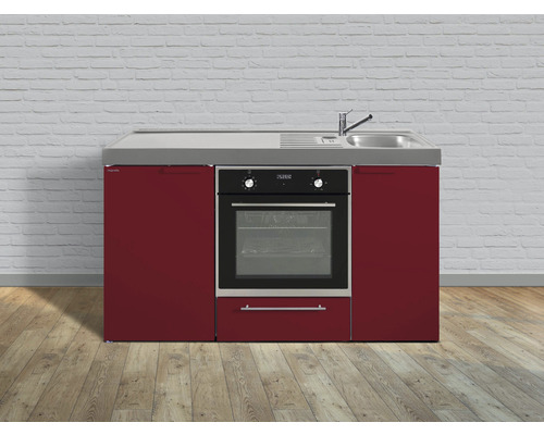 Stengel-Küchen Singleküche mit Geräten Kitchenline 150 cm rot glänzend vormontiert Variante rechts