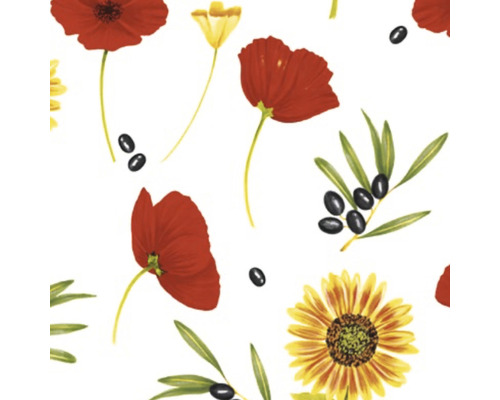 Muster mit Mohnblumen, Sonnenblumen und Olivenzweigen