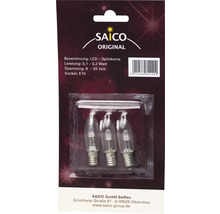 Packung mit drei LED Spitzkerzen E10 von Saico