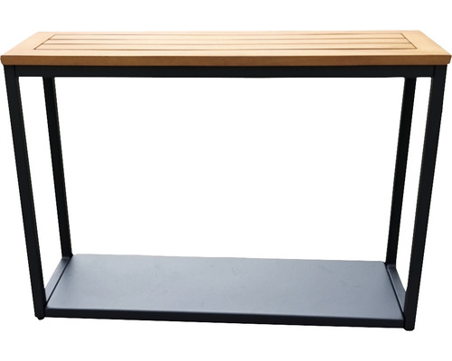 Beistelltisch Acamp oslo 54 cm Aluminium anthrazit braun Konsole mit Holzplatte und Ablagefläche