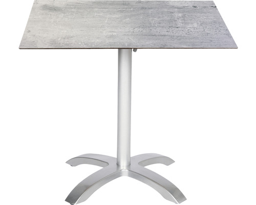 Bistrotisch Acamp HPL 80 x 80 cm Aluminium platin klappbar Quadratischer Stehtisch mit Platte in Steinoptik und silberfarbenem Metallfuß