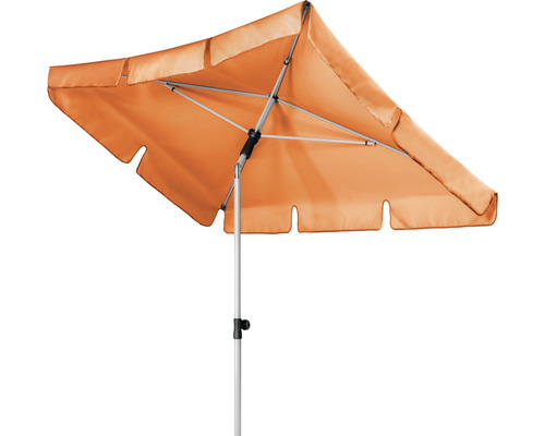 Quadratischer Sonnenschirm mit Metallgestell und Stoffbespannung