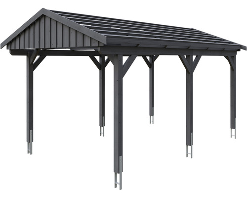 Holzcarport mit Dachkonstruktion und Stützpfosten