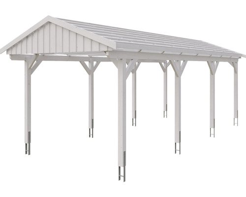 Freistehender Carport aus Holz mit Satteldach