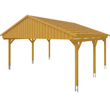 Doppelcarport SKAN Holz Fichtelberg 618 x 566 cm Eiche hell