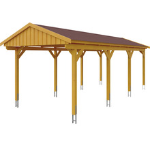 Einzelcarport SKAN Holz Fichtelberg inkl. Dachschindeln rot 317 x 808 cm Eiche hell
