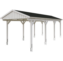 Einzelcarport SKAN Holz Fichtelberg inkl. Dachschindeln schwarz 317 x 808 cm weiß