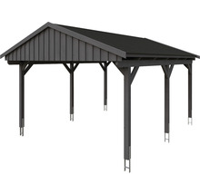 Einzelcarport SKAN Holz Fichtelberg inkl. Dachschindeln schwarz 423 x 566 cm Schiefer