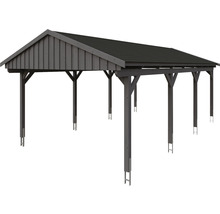 Einzelcarport SKAN Holz Fichtelberg inkl. Dachschindeln schwarz 423 x 808 cm Schiefer