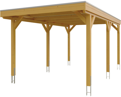 Holzcarport mit Metallstützen