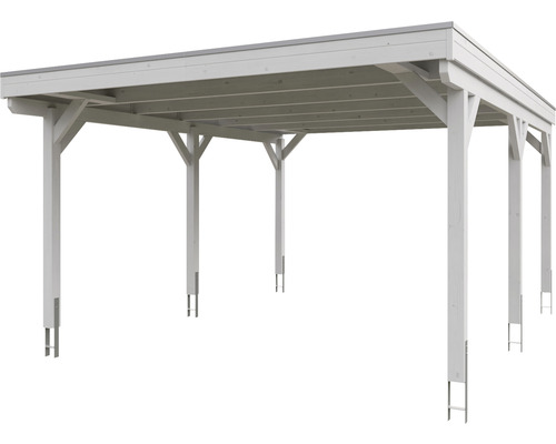 Holzcarport mit Flachdach und sechs Pfosten