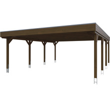 Holzcarport mit mehreren Pfosten und flachem Dach
