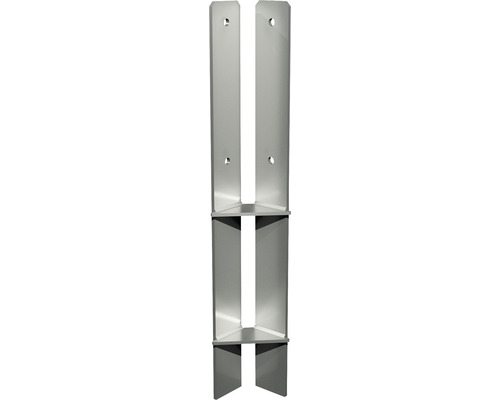 Eckpfostenfuß PLUS zum Einbetonieren für Pfosten 9 x 9 cm 60 cm feuerverzinkt Pfostenträger aus Metall mit Befestigungslöchern