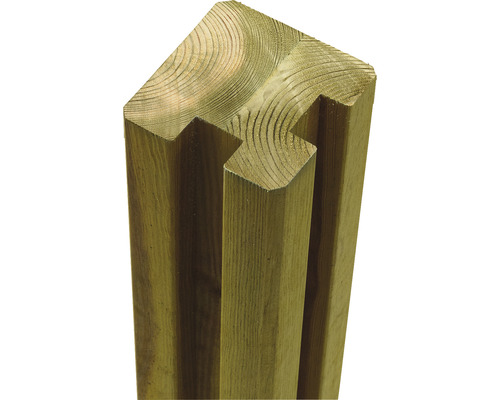 Profilpfosten PLUS verleimt Ecke 2 Nuten 9 x 9 x 188 cm kesseldruckimprägniert Holzpfosten mit Nut für Zaunelemente