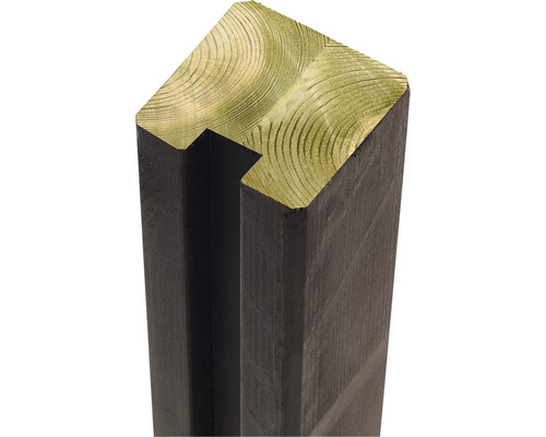 Profilpfosten PLUS verleimt 1 Nut 9 x 9 x 188 cm RAL 9005 schwarz Holzpfosten mit Nut für Zaunbau