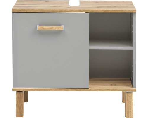Waschbeckenunterschrank Möbelpartner Padua BxHxT 65.2x60.1x35 cm eiche platin Waschtischunterschrank mit einer Tür und einem offenen Fach