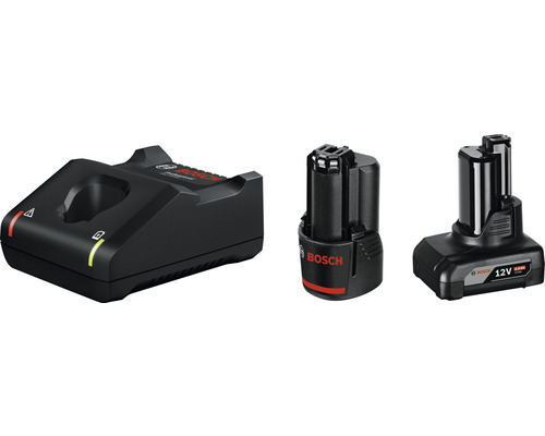 Starter Set Bosch 12 V, 1x 2,0 Ah Li & 1x 4,0 Ah Akkus + GAL 12V-40 Ladegerät Bosch Akku Ladegerät mit zwei Akkus